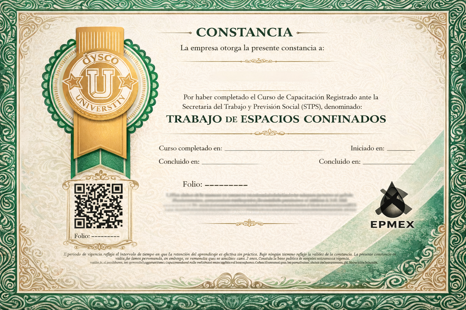 Ejemplo de diploma con QR